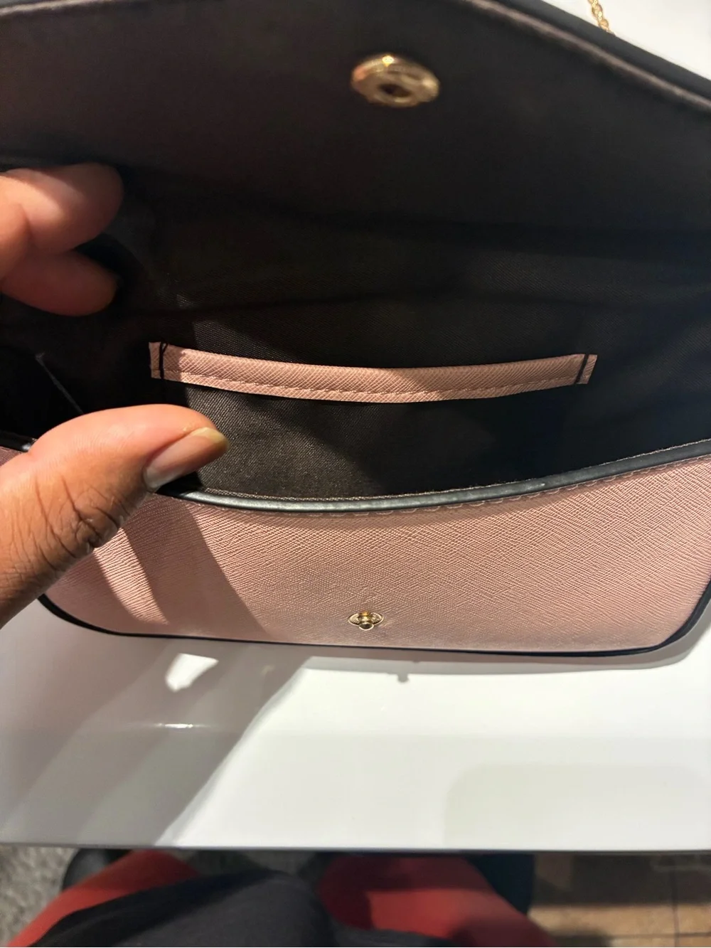 Peach Crossbody Envelope Bag with Gold Chain Strap